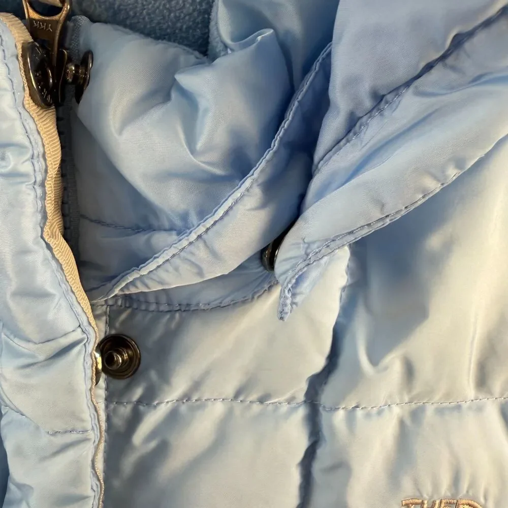 North Face Girls 550 Down Puffer Jacket Hooded Periwinkle Blue Size Large